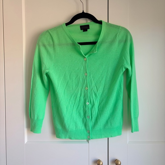 J. Crew Sweaters - J. Crew Italian Cashmere Lime/Neon Green Button Cardigan | S
